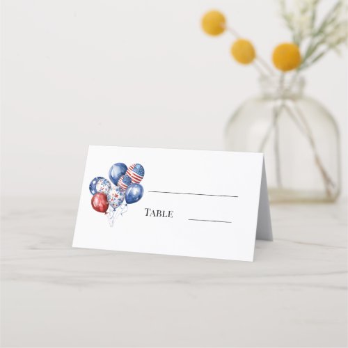 Patriotic USA red white balloons party Place Card