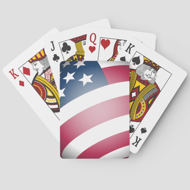 Patriotic USA Red White, Blue Flag Stripes, Stars Poker Cards (Back)