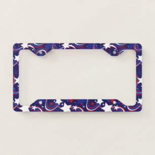 Patriotic USA Red White Blue Pattern License Plate Frame
