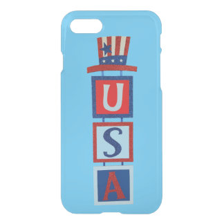 Patriotic USA sign with Uncle Sam Hat iPhone SE/8/7 Case