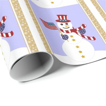 Patriotic USA Snowman Wrapping Paper Patriotic USA Snowman Wrapping Paper