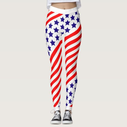 Patriotic USA Stars and Stripes Leggings