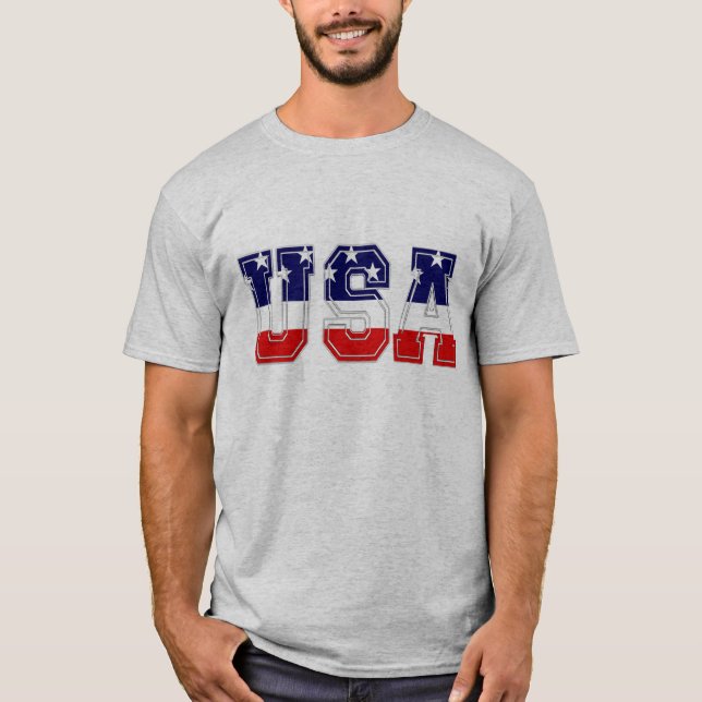 Patriotic USA Stars and Stripes T-Shirt (Front)