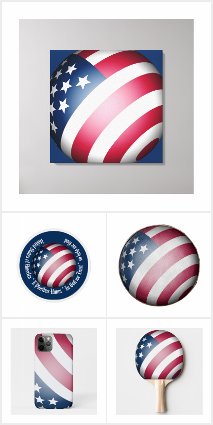 Patriotic USA Stars on Blue, Red and White Stripes