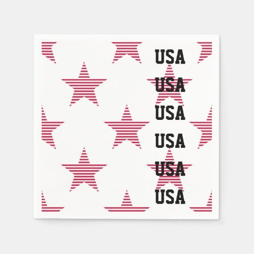 Patriotic USA Stars Red White Blue Olympic Sports Napkins