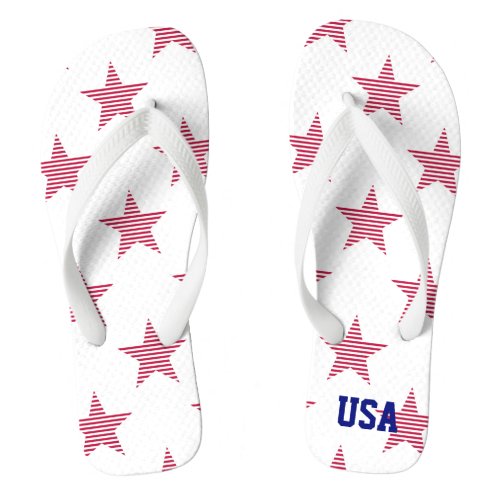 Patriotic USA Stars Stripes Red White Blue Fun Flip Flops