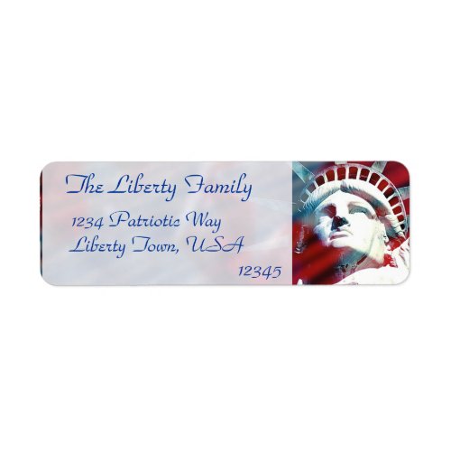 Patriotic USA Statue of Liberty Flag Label