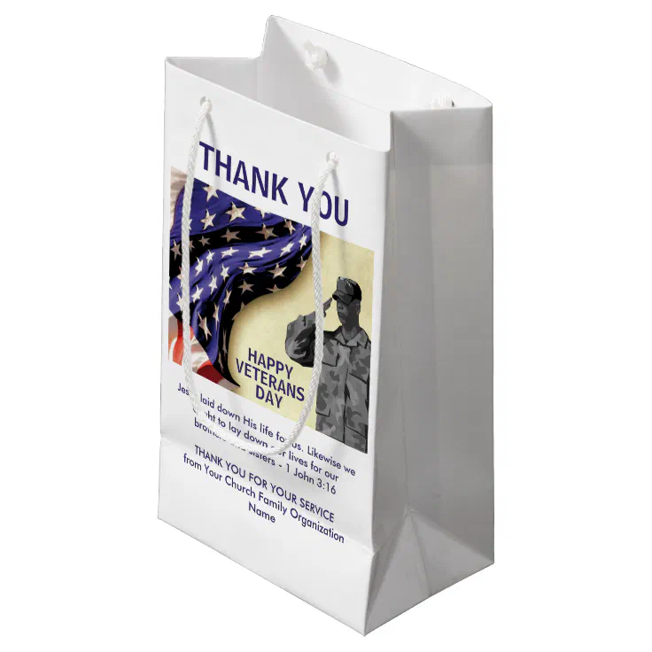 Patriotic USA Thank You VETERANS DAY Small Gift Bag | Zazzle