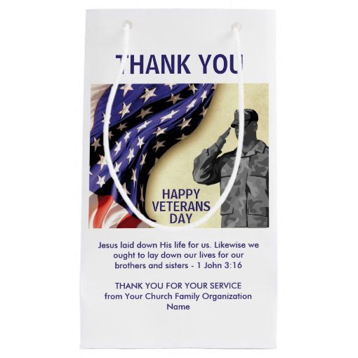 Patriotic USA Thank You VETERANS DAY Small Gift Bag | Zazzle