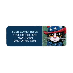 Patriotic USA Tuxedo Cat Return Address Label