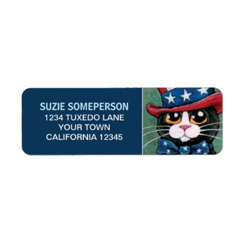 Patriotic Usa Tuxedo Cat Return Address Label by LisaMarieArt at Zazzle