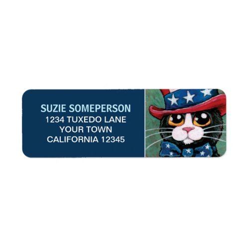 Patriotic USA Tuxedo Cat Return Address Label