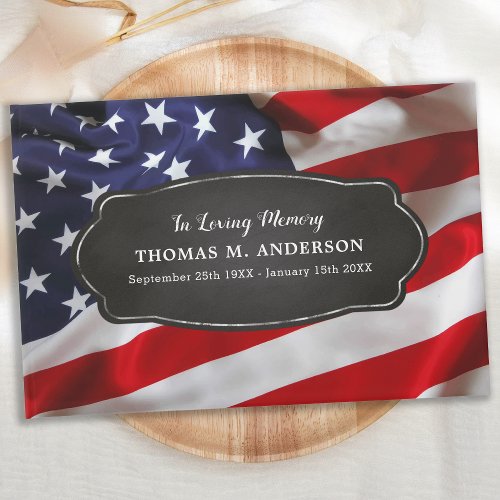 Patriotic USA Veteran Memorial Funeral Guest Book