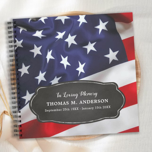 Patriotic USA Veteran Memorial Funeral GuestBook Notebook (Creator Uploaded)