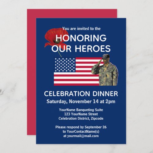 Patriotic USA Veterans Dinner Invitation