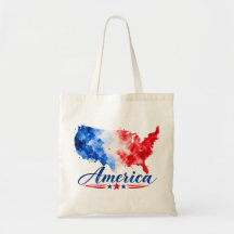 Patriotic USA Watercolor Map Tote Bag