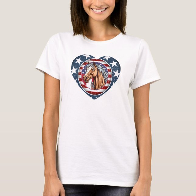 Patriotic USA Western Horse T-Shirt (Front)