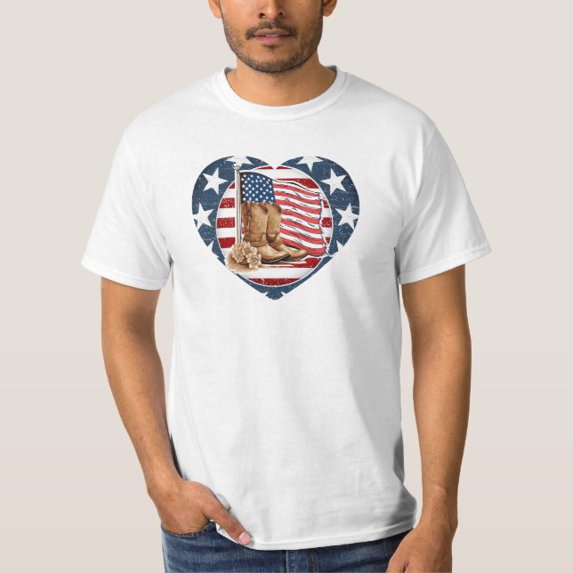 Patriotic USA Western Horse T-Shirt (Front)