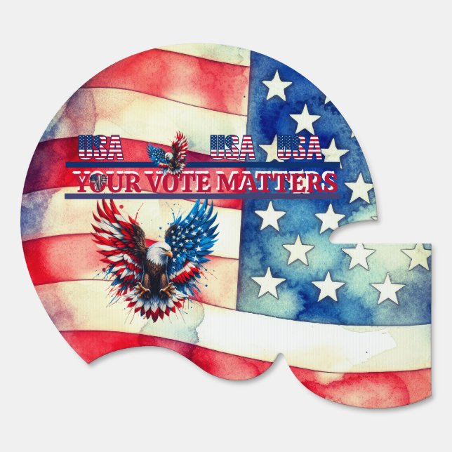 Patriotic USA Your Vote Matters Football Helmet Sign (Back)