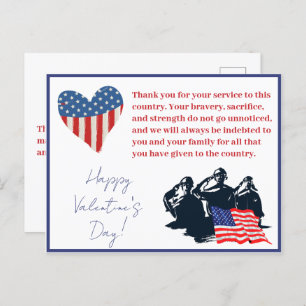 Patriotic Valentines Day Military Soldier Army Holiday Postcard