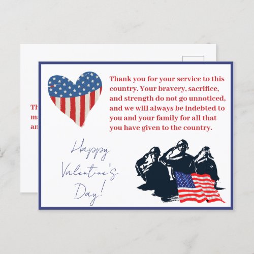 Patriotic Valentines Day Military Soldier Army  Holiday Postcard