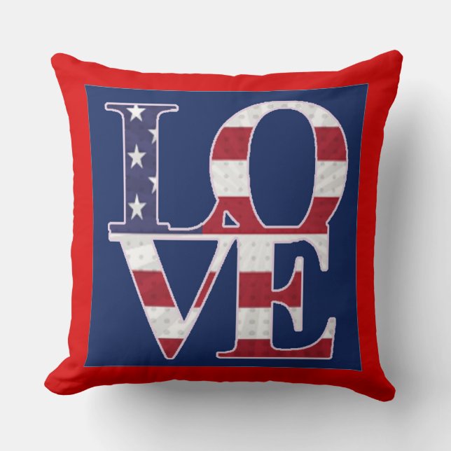 Patriotic Valentine's Day Throw Pillow (Front)