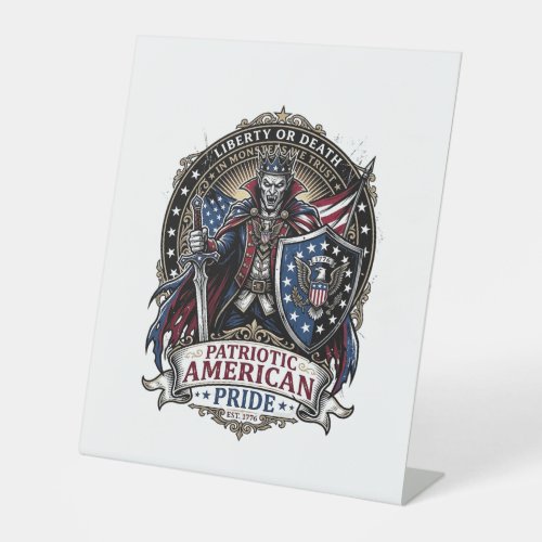 Patriotic Vampire Liberty Lord Horror Monster Patr Pedestal Sign