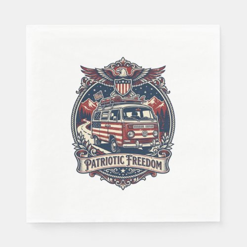 Patriotic Van Life Vector Graphic Tee_1 Napkins