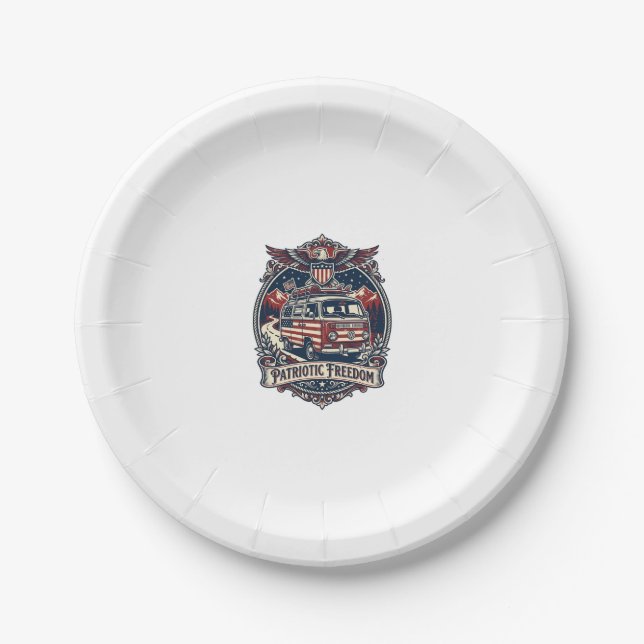 Patriotic Van Life Vector Graphic Tee_1 Paper Plates (Front)