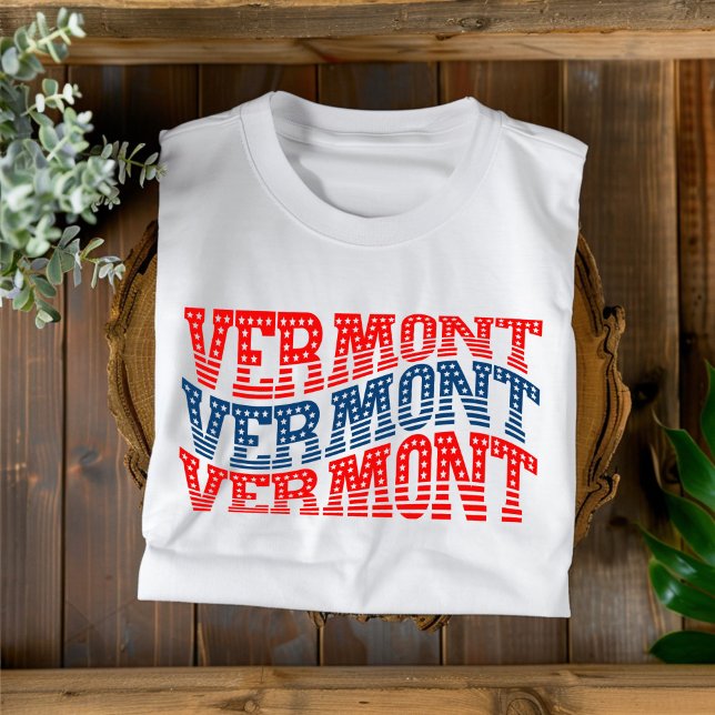 Patriotic Vermont Red and Blue Boho T-Shirt  (Creator Uploaded)