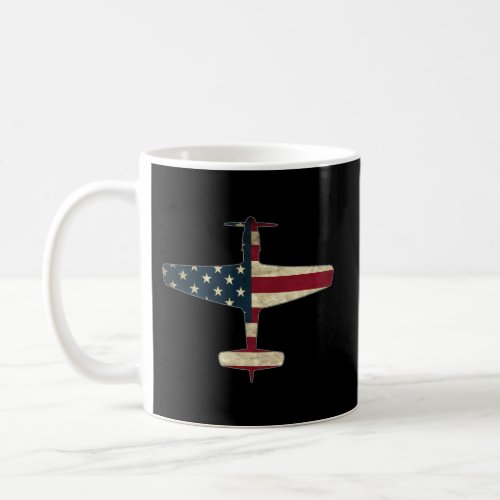 Patriotic Veteran Fighter Warbird Plane Us Flag P  Coffee Mug