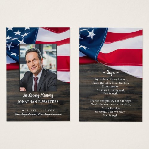 Patriotic Veteran Military Funeral Prayer Card