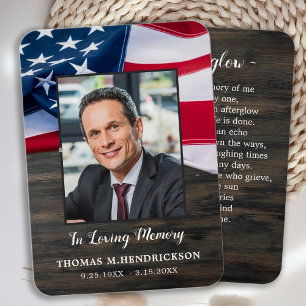 Patriotic Veteran Photo Funeral Memorial Card
