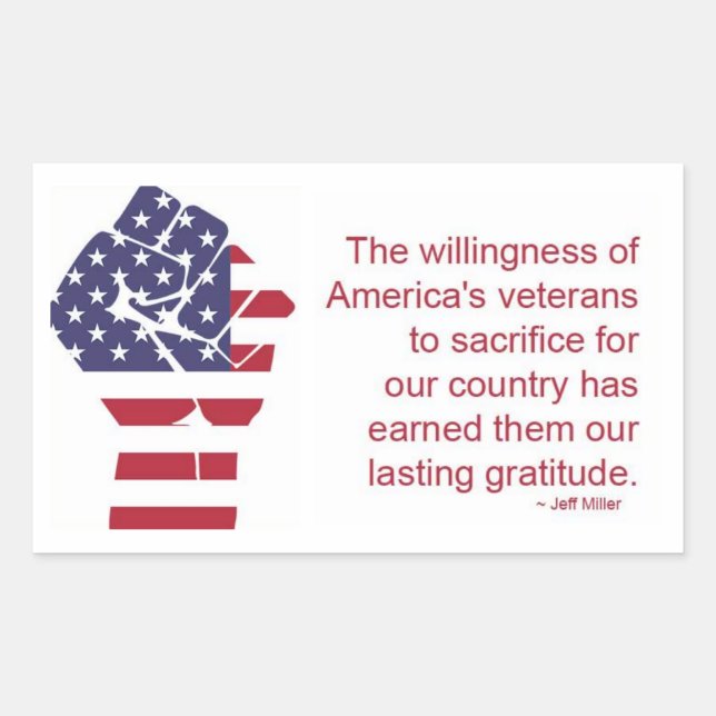 Patriotic Veteran Soldier American Flag Fist Rectangular Sticker (Front)