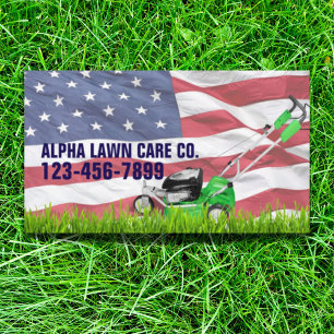 Patriotic Veteran Yard Landscaping Grass Mowing Business Card