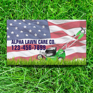 Patriotic Veteran Yard Landscaping Grass Mowing Business Card