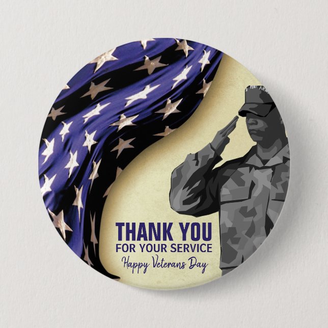 Patriotic VETERANS DAY Button (Front)