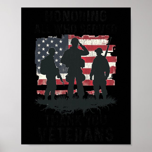 Patriotic Veterans Day Honoring All Who Served Ame Poster (Front)
