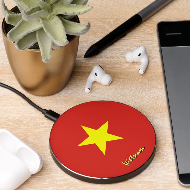 Patriotic Vietnam Charger, Vietnamese Flag Wireless Charger (Desk 2)