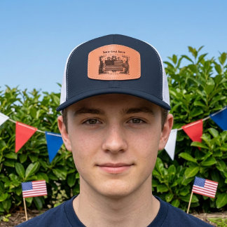 Patriotic Vintage American Fireworks Heritage Flag Leather Patch Hat