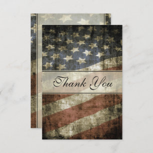 Patriotic Vintage American Flag Wedding Flat Thank You Card