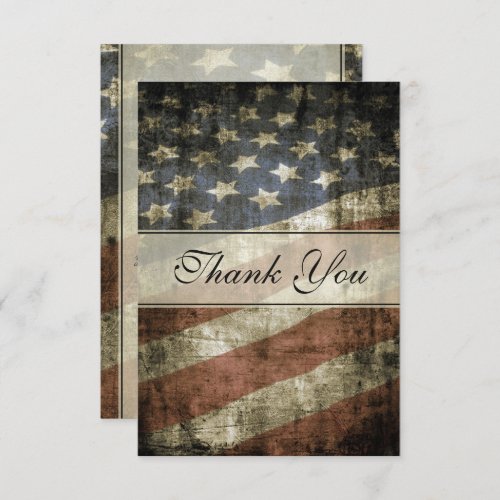 Patriotic Vintage American Flag Wedding Flat Thank You Card