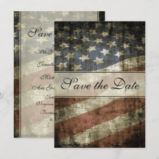 Patriotic Vintage American Flag Wedding Save The Date
