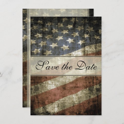 Patriotic Vintage American Flag Wedding Save The Date