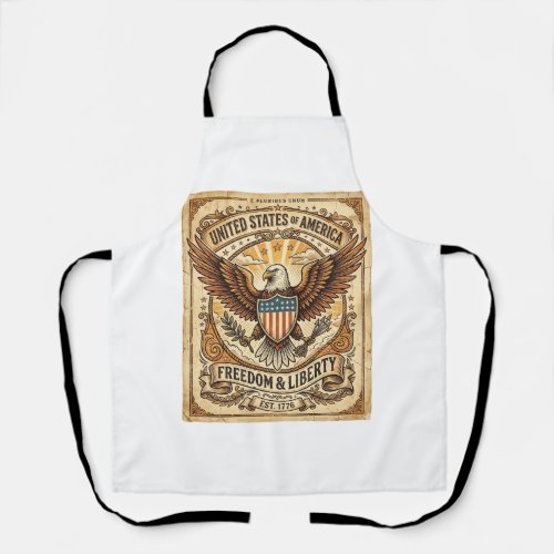 Patriotic Vintage Bald Eagle Distressed Apron