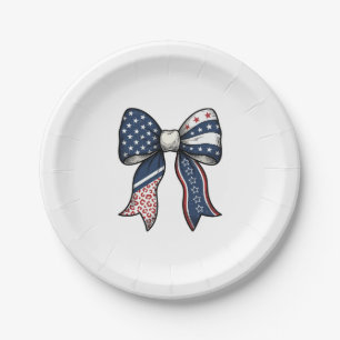 Patriotic Vintage Engraved Bow Vector Design_1 Paper Plates