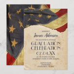 Patriotic Vintage Flag Graduation Party Invitation