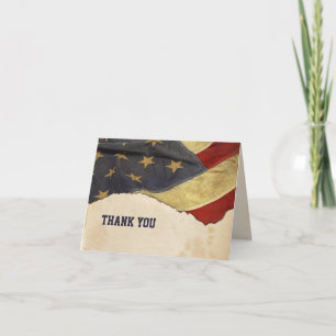 Patriotic Vintage Flag Letterpress Thank You Card