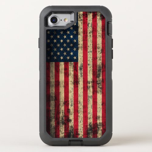 Patriotic Vintage Grunge American Flag OtterBox Defender iPhone SE87 Case