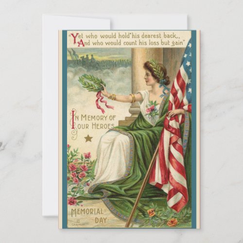 Patriotic Vintage Retro USA Lady Liberty Holiday Card